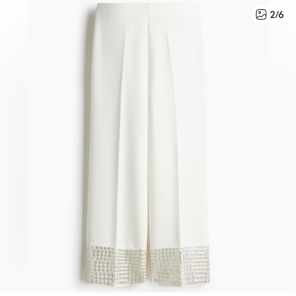 H&M ivory embellished pants